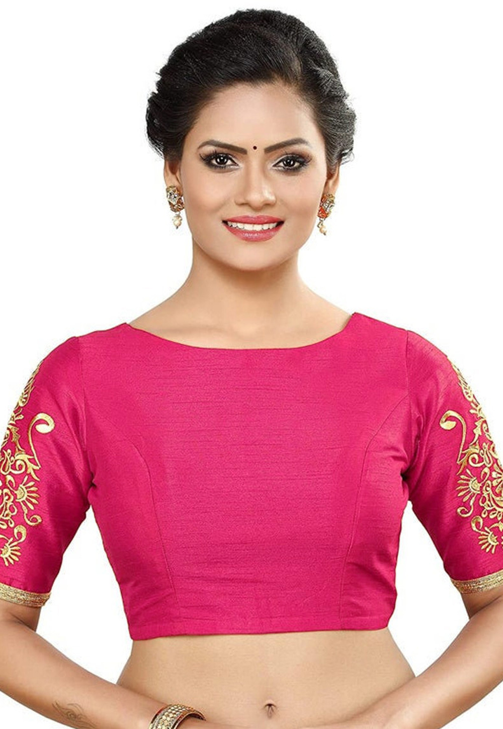 Pink Dupion Silk Readymade Blouse 276096