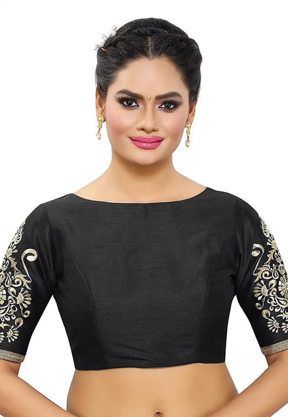 Black Dupion Silk Readymade Blouse 276097