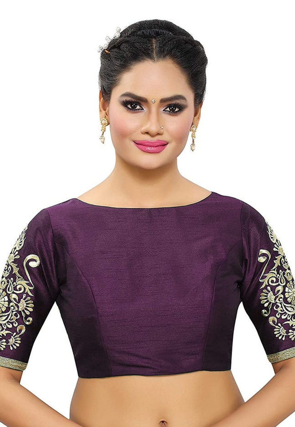 Purple Dupion Silk Readymade Blouse 276100