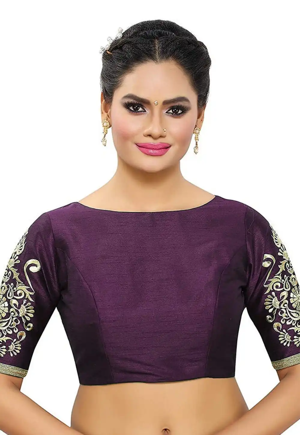 Purple Dupion Silk Readymade Blouse 276100