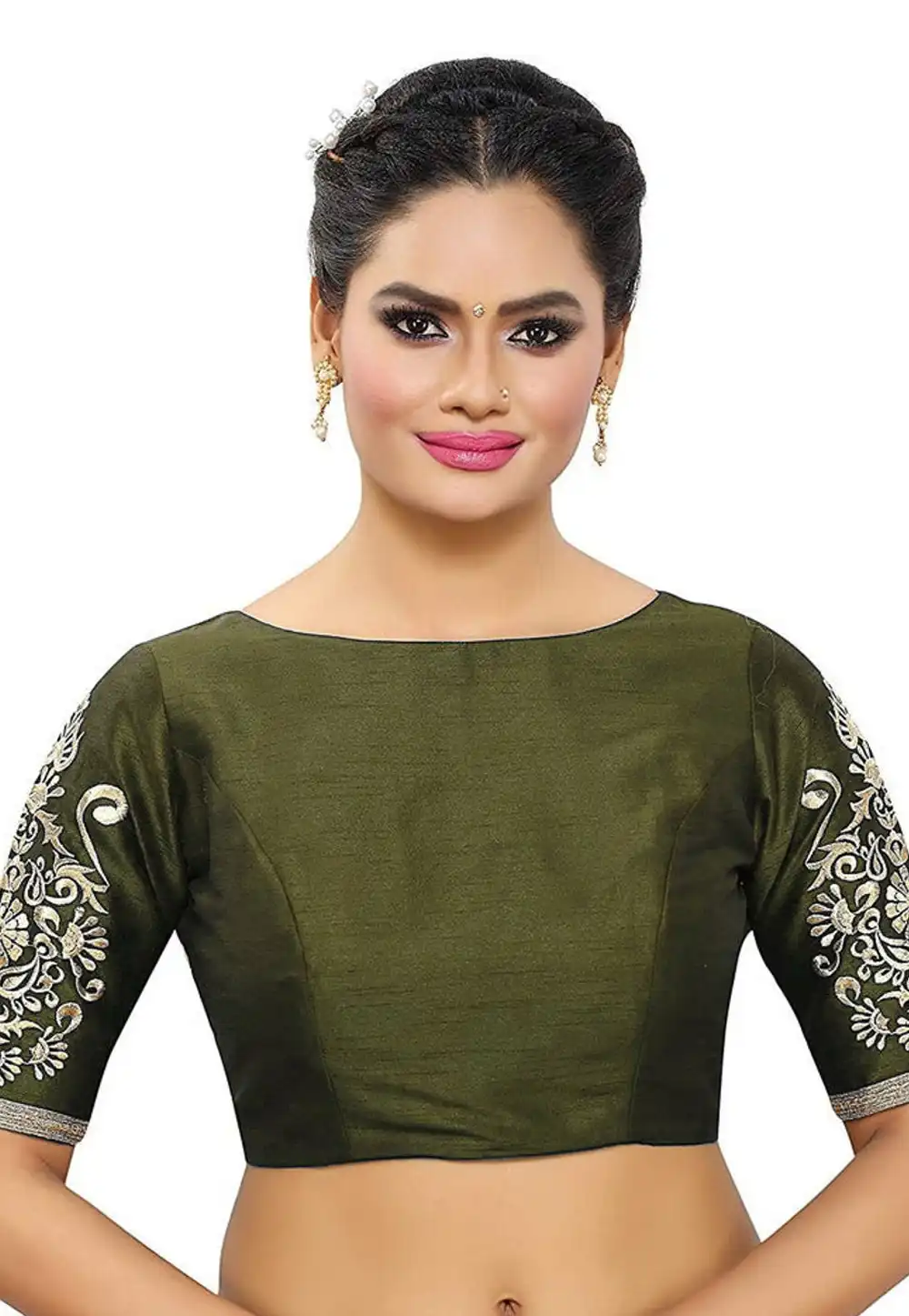 Mehndi Dupion Silk Readymade Blouse 276101