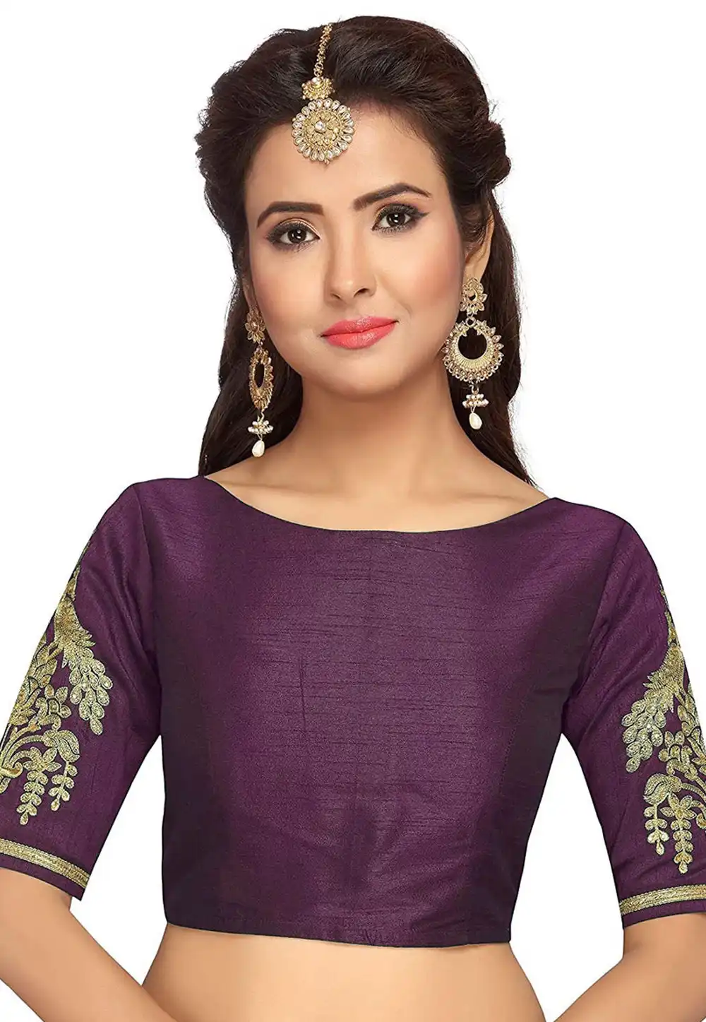 Purple Dupion Silk Readymade Blouse 276109