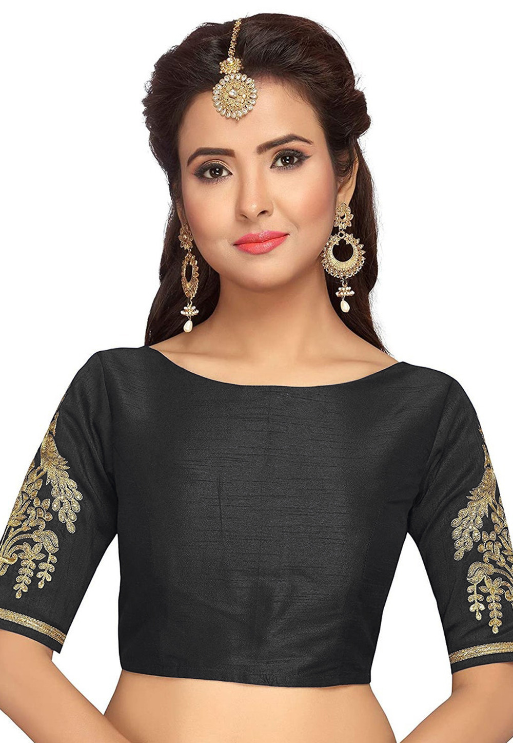 Black Dupion Silk Readymade Blouse 276110