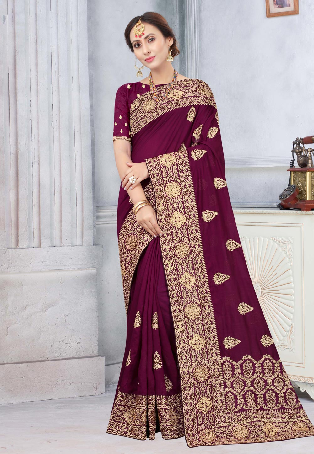 Purple Silk Festival Wear Saree 219323