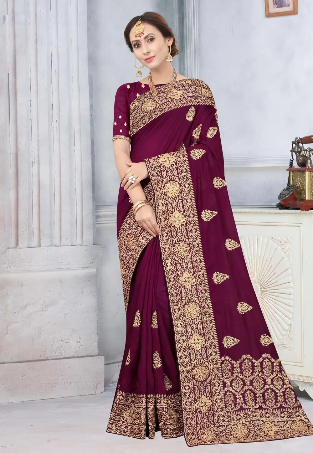 Purple Silk Festival Wear Saree 219323