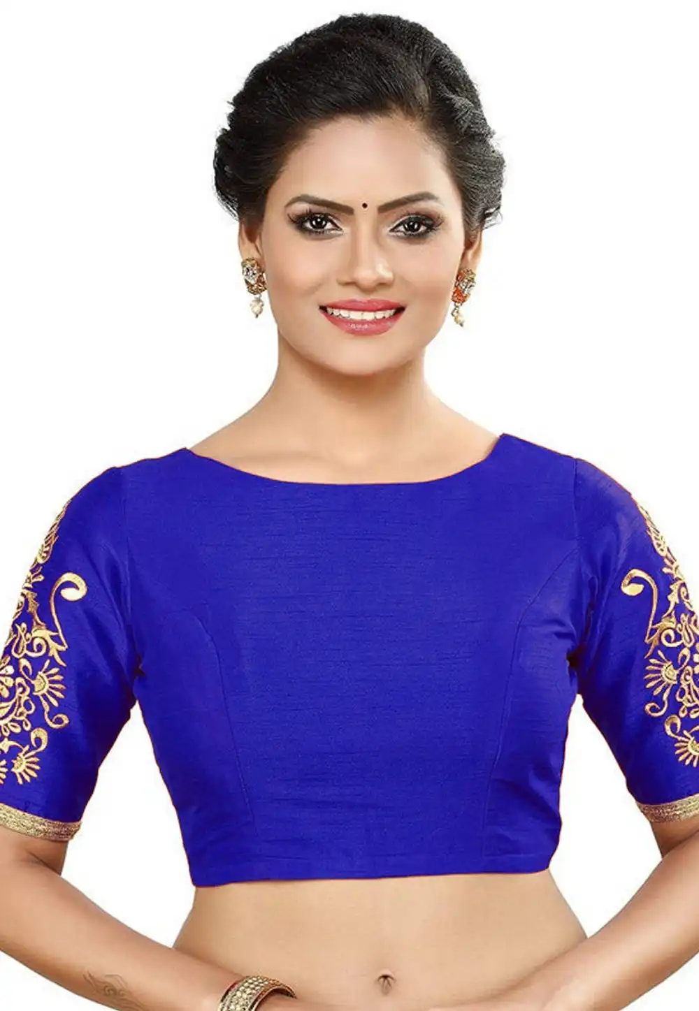 Blue Dupion Silk Readymade Blouse 276111
