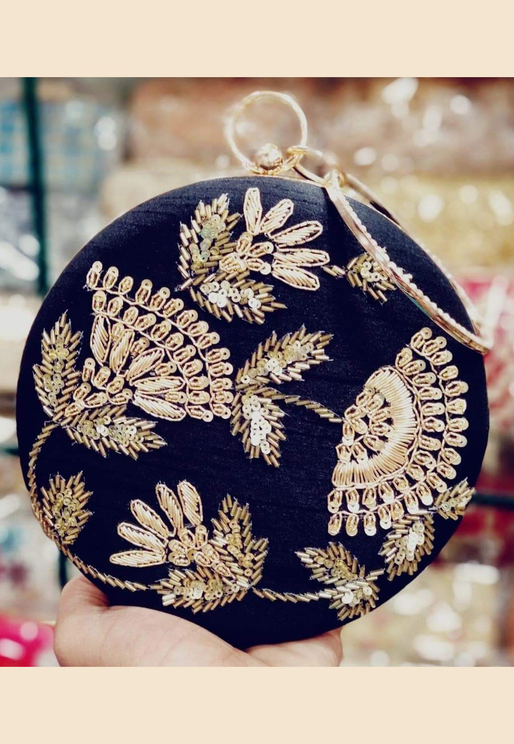 Navy Blue Synthetic Embroidered Clutch 189469