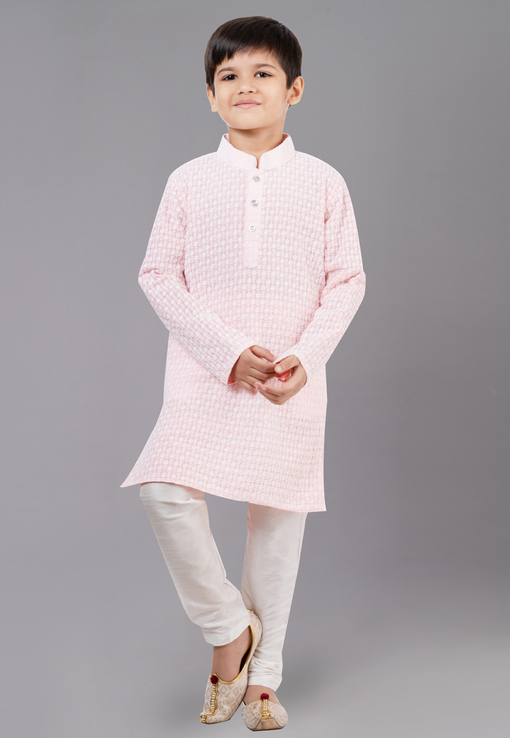 Pink Georgette Readymade Kids Kurta Pajama 260626