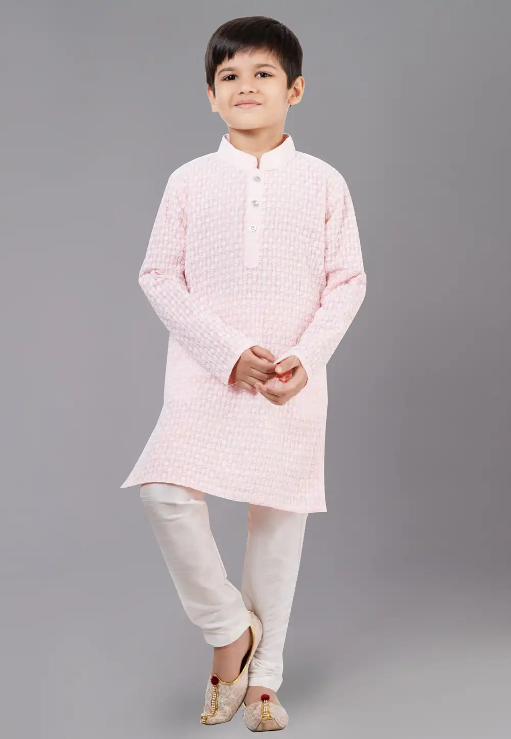 Pink Georgette Readymade Kids Kurta Pajama 260626