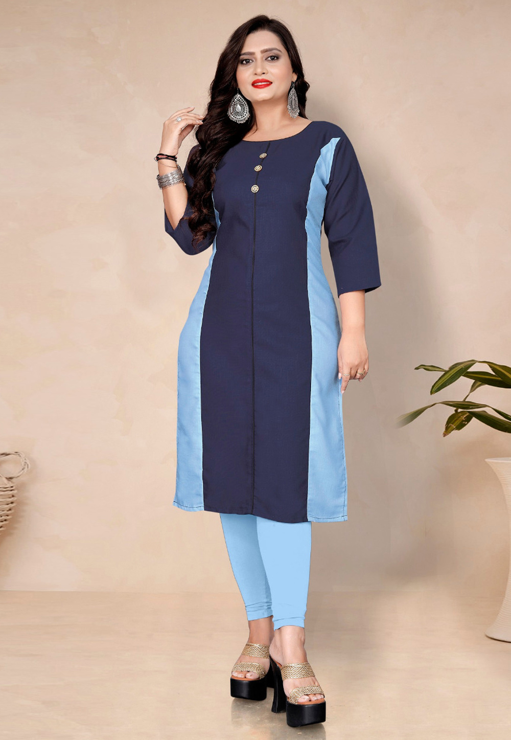 Navy Blue Rayon Tunic 245093