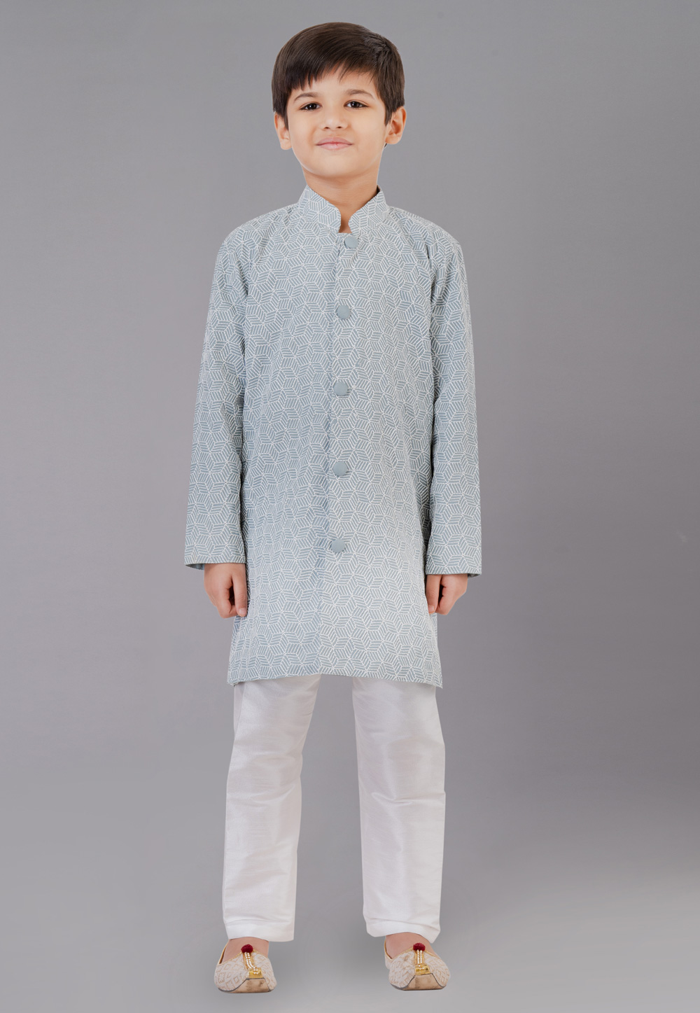 Grey Silk Readymade Kids Kurta Pajama 260628