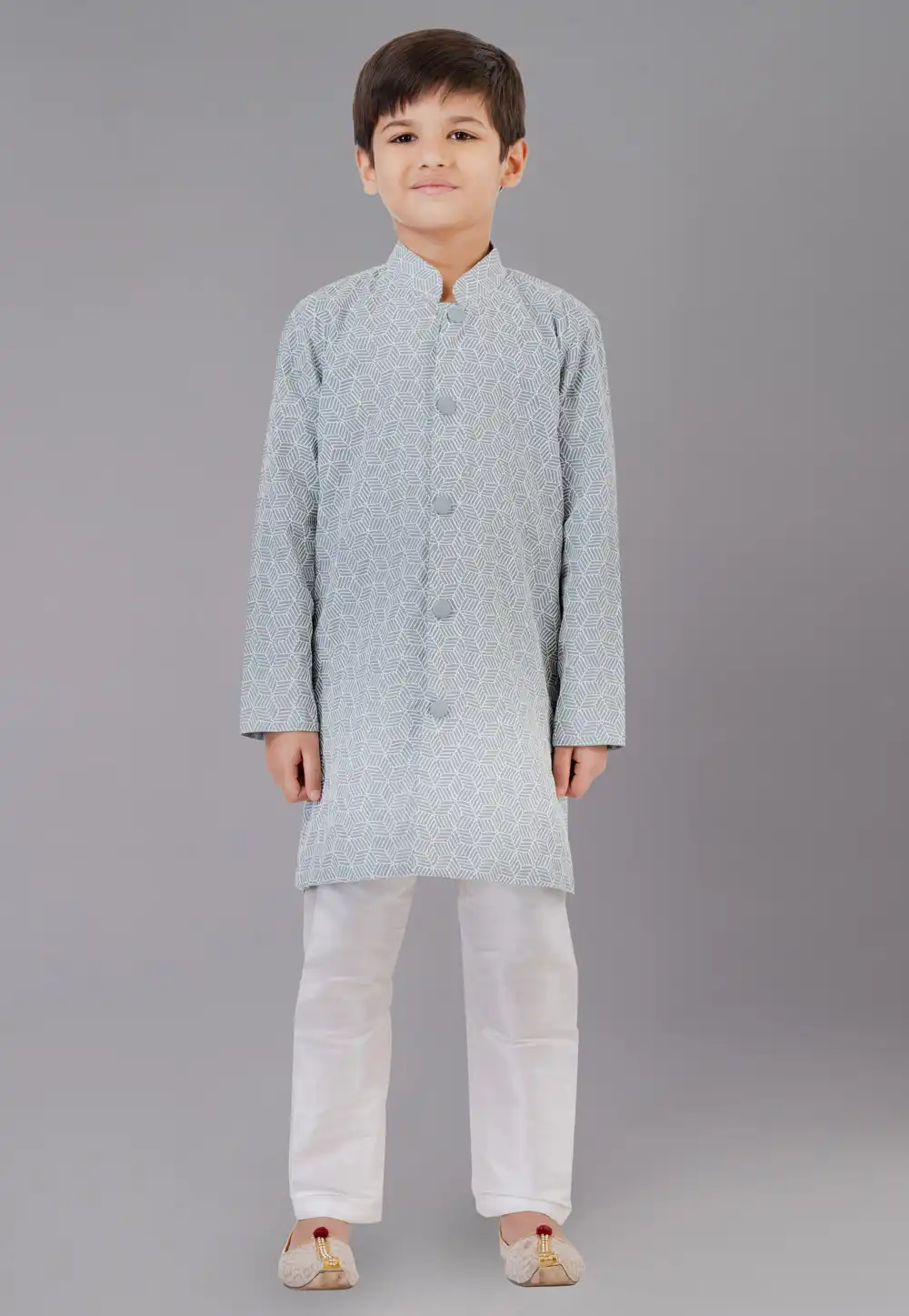 Grey Silk Readymade Kids Kurta Pajama 260628