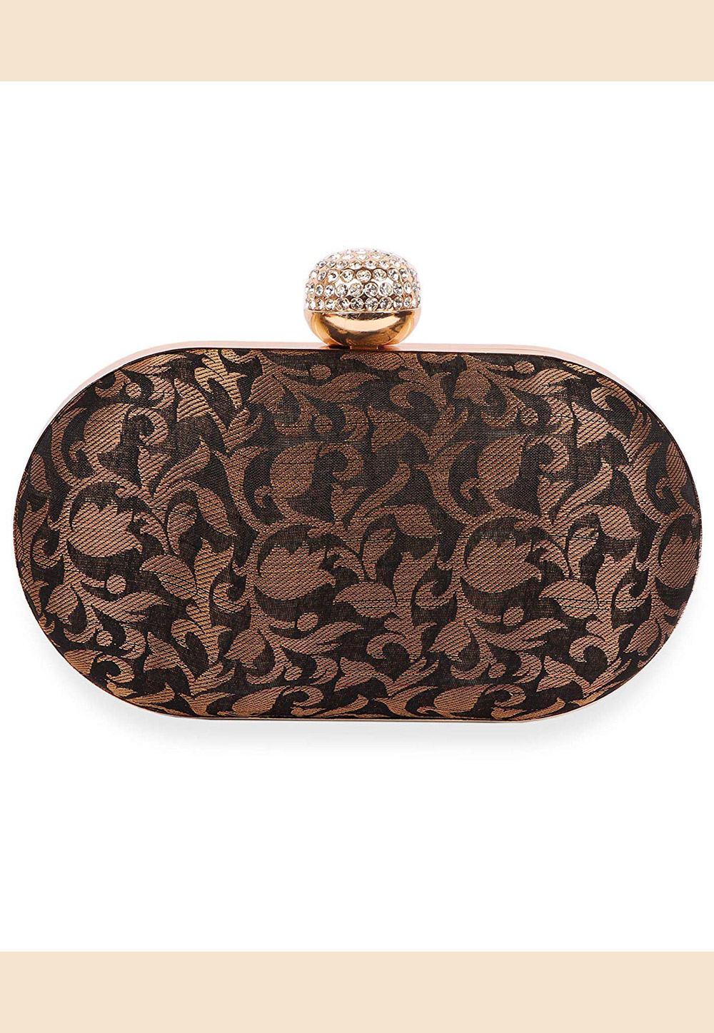 Black Synthetic Embroidered Clutch 189862