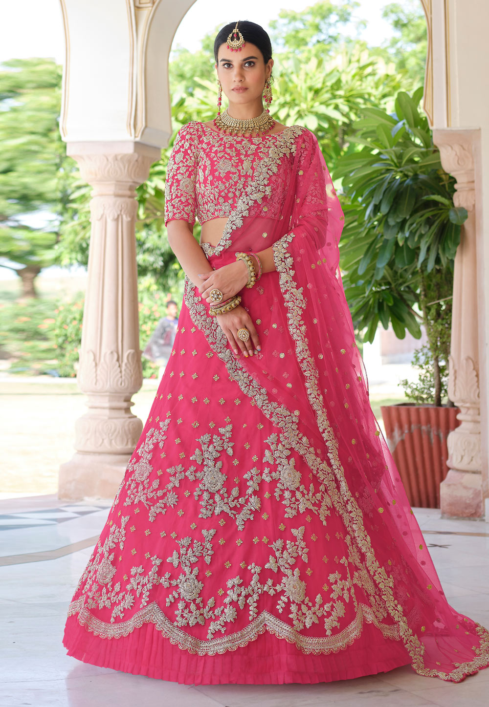 Pink Soft Net A Line Lehenga Choli 237241