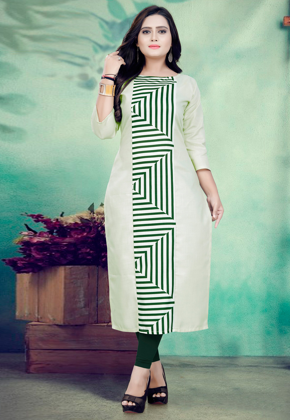 Light Green Cotton Readymade Tunic 190456