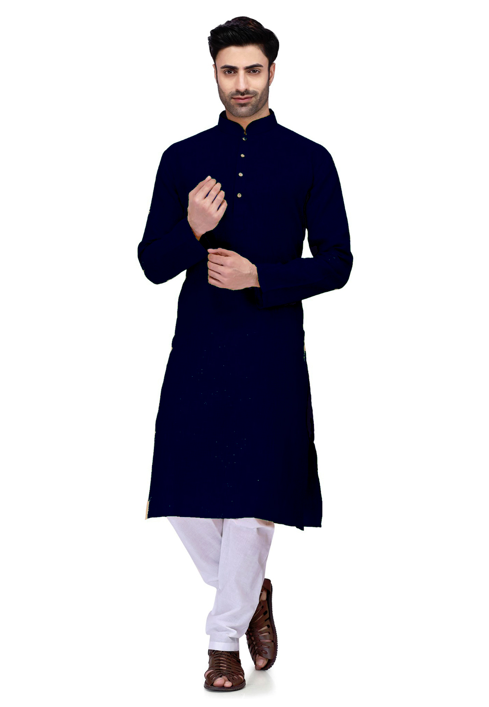Navy Blue Cotton Readymade Kurta Pajama 190480