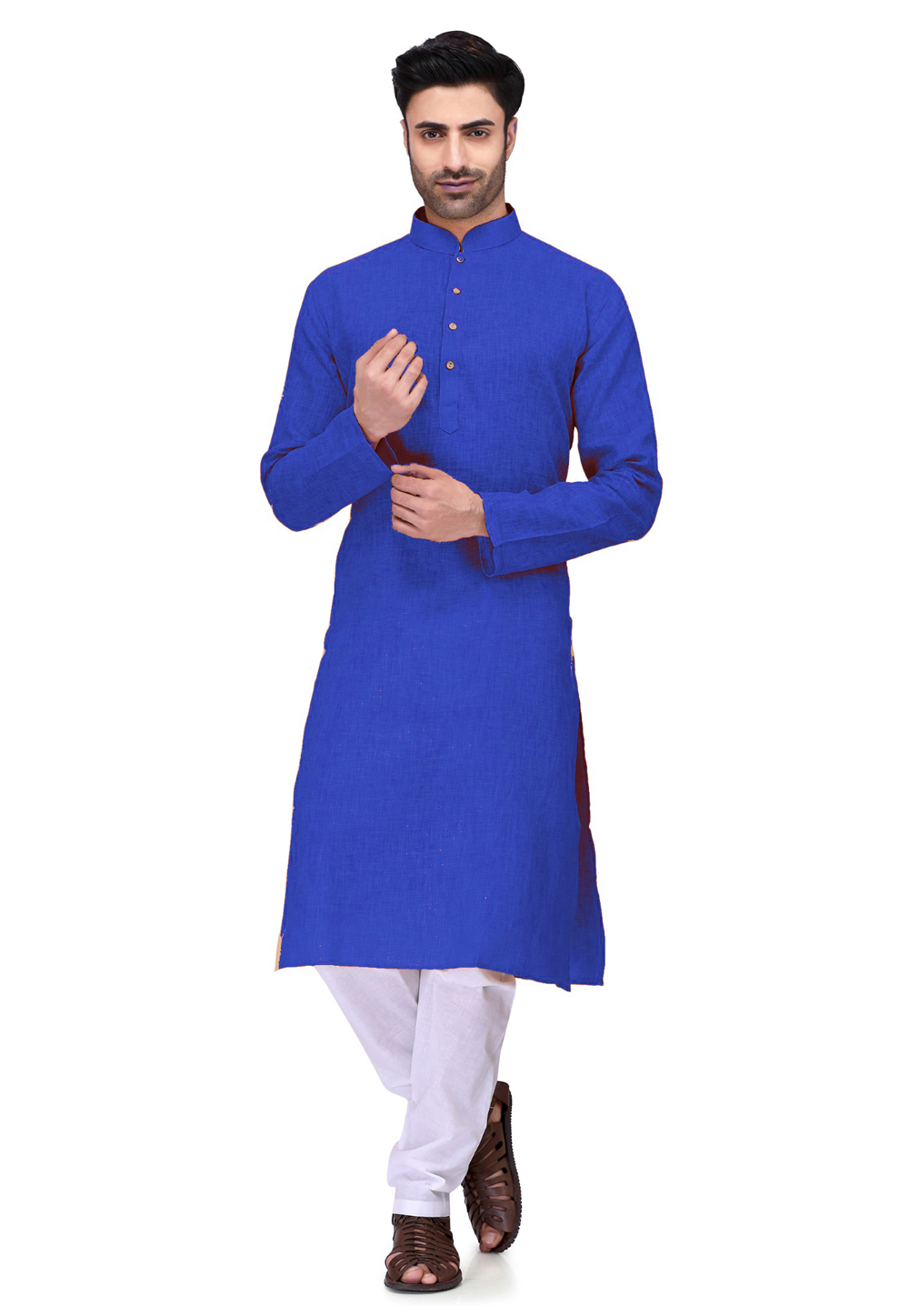 Blue Cotton Readymade Kurta Pajama 190483