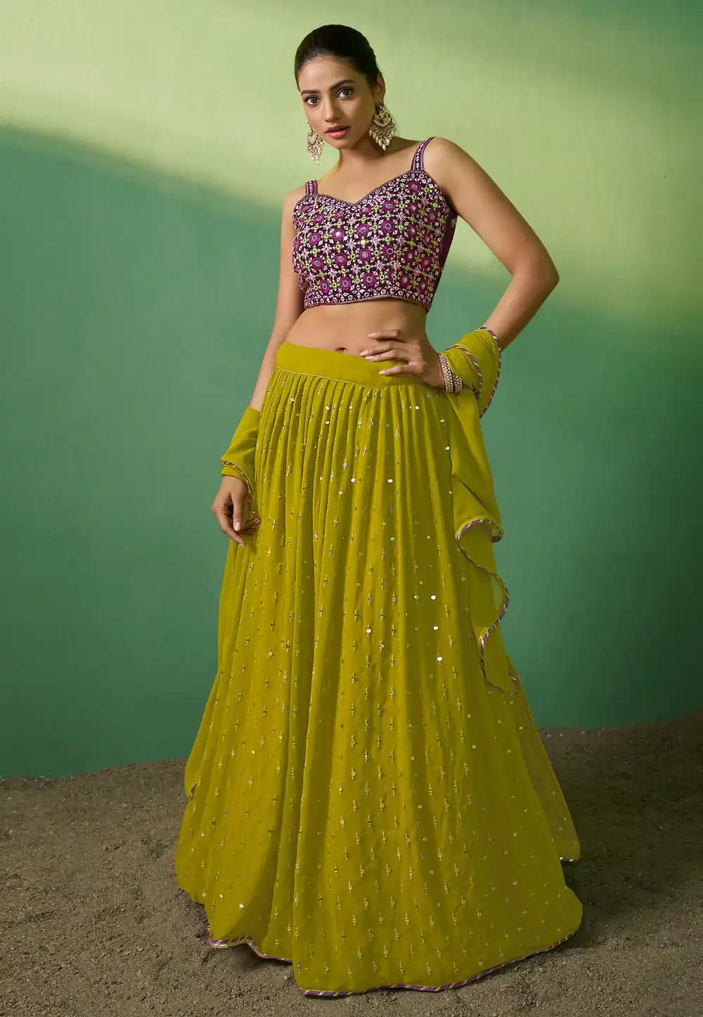Light Green Georgette Lehenga Choli 274254