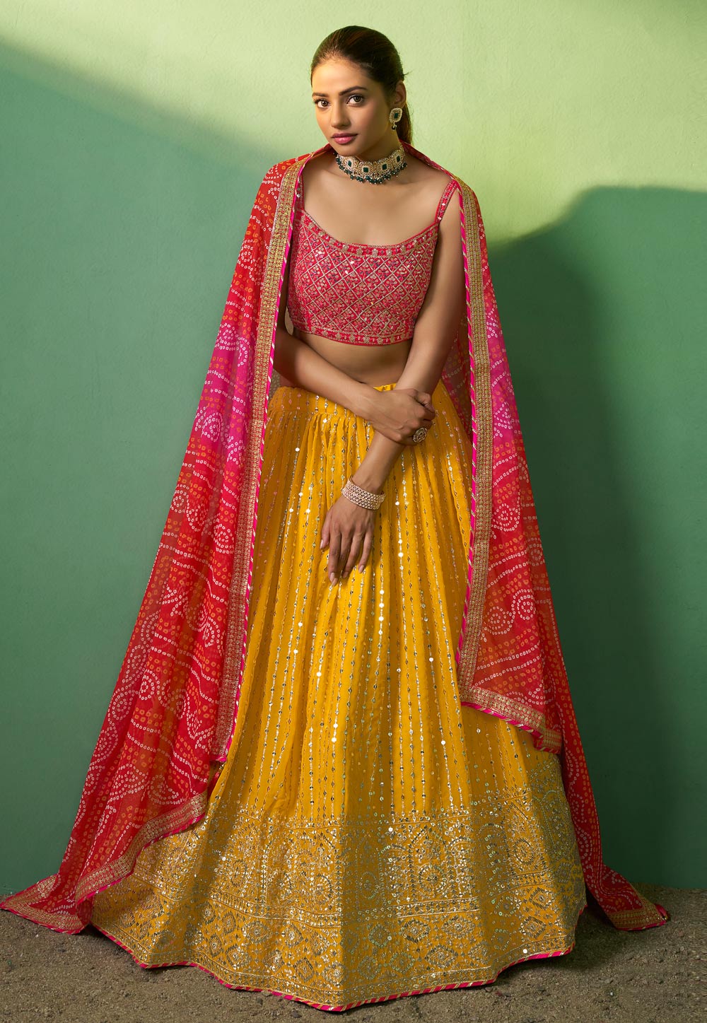 Yellow Georgette Lehenga Choli For Women 274262