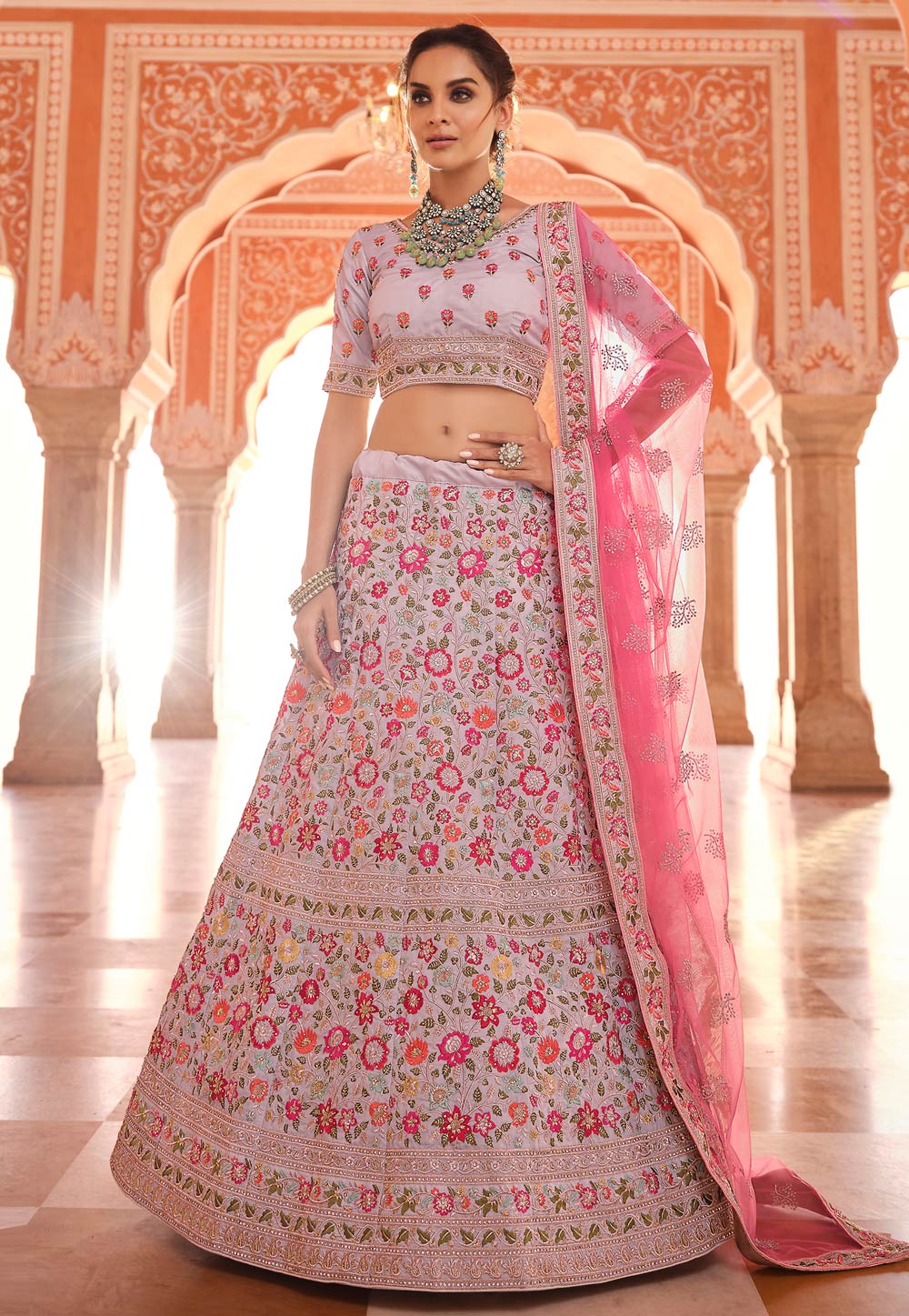 Light Purple Crepe Circular Lehenga Choli 237980