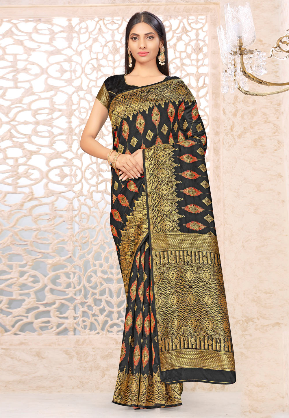 Black Banarasi Silk Festival Wear Saree 226035