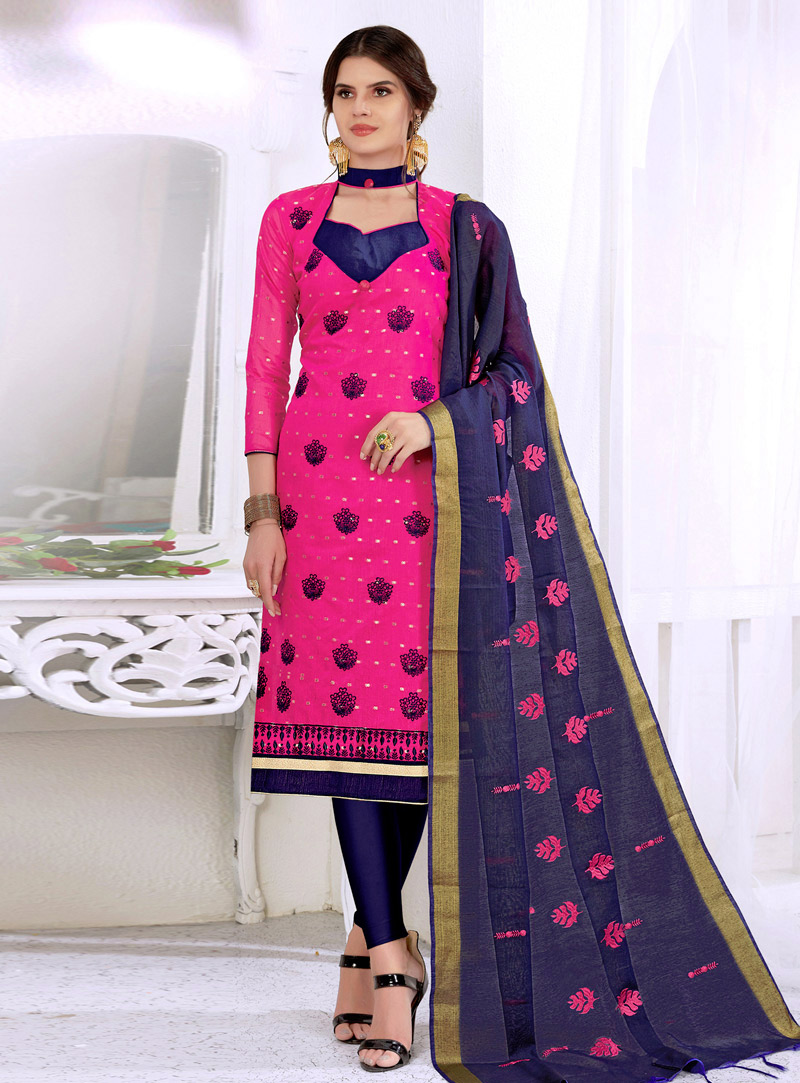 Magenta Cotton Churidar Suit 149685