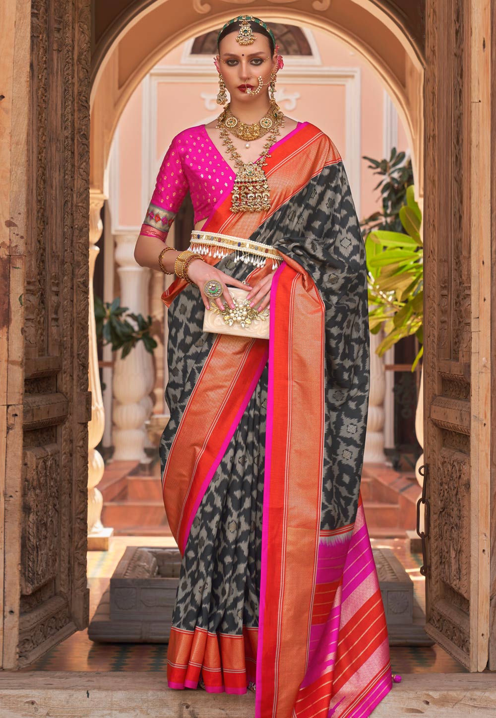Black Silk Saree With Blouse 265356