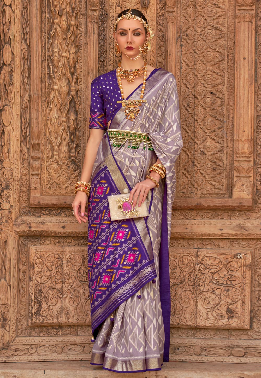Lavender Silk Saree With Blouse 265360