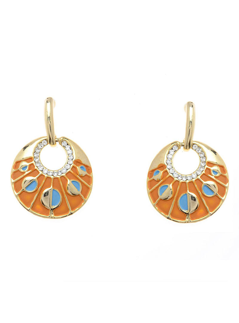 Orange Copper American Diamond Earrings 74043
