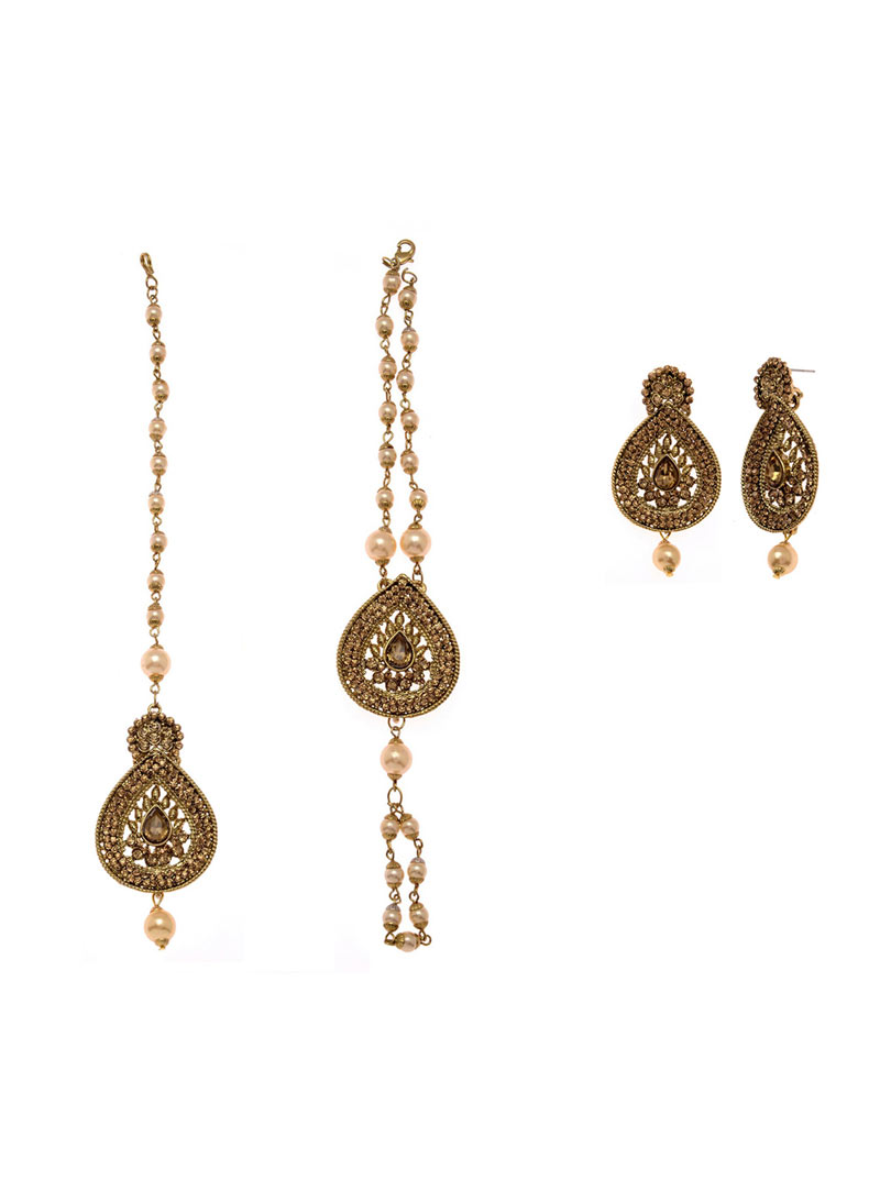 Golden Copper Pearl Bridal Accessories 74058