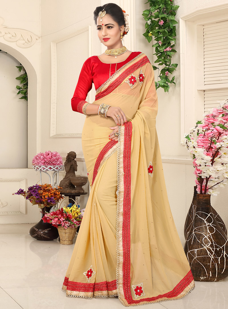 Beige Georgette Festival Wear Saree 104844