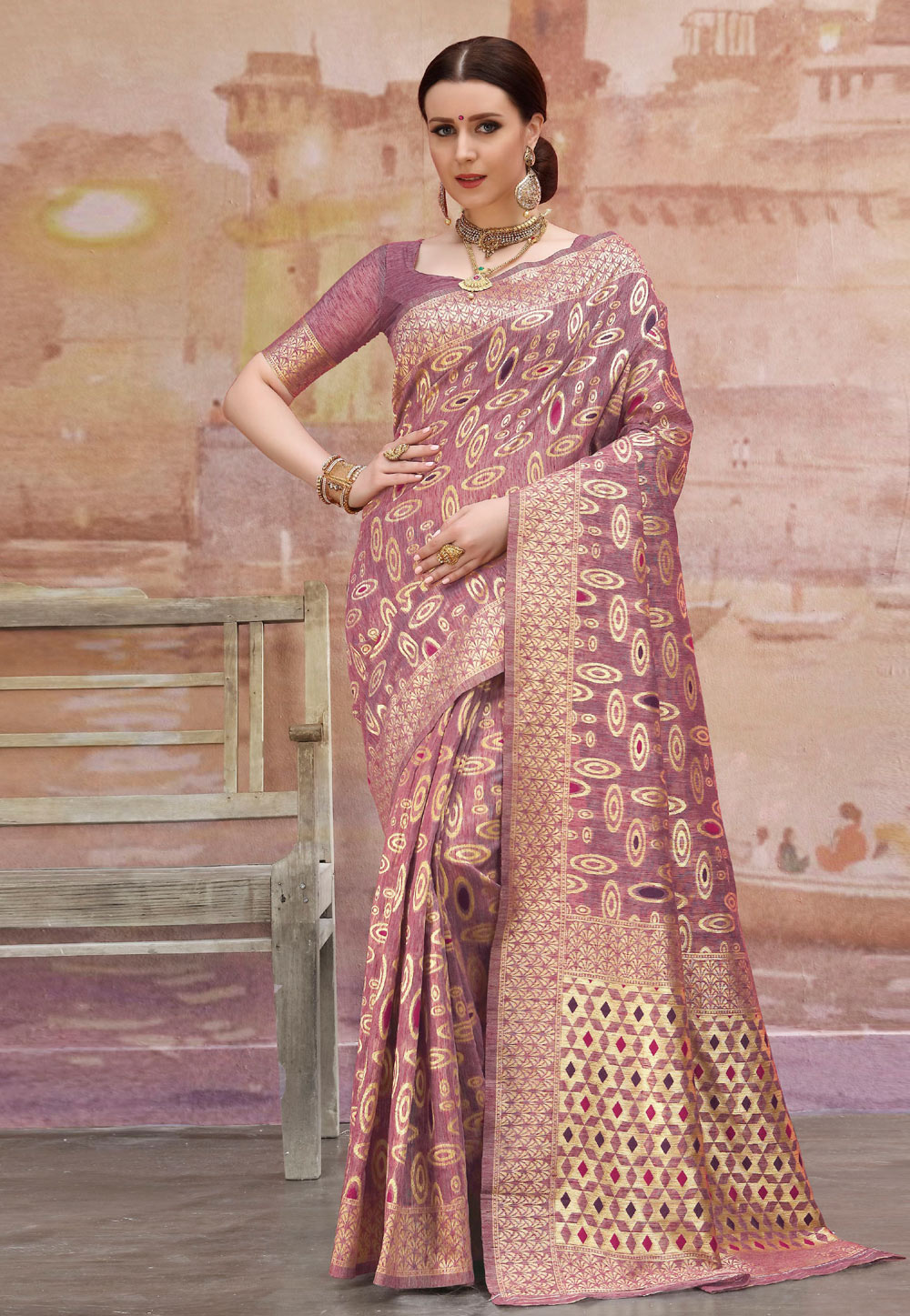 Light Purple Cotton Saree With Blouse 195955