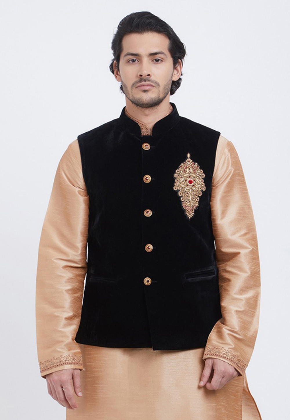 Black Velvet Nehru Jacket 235145