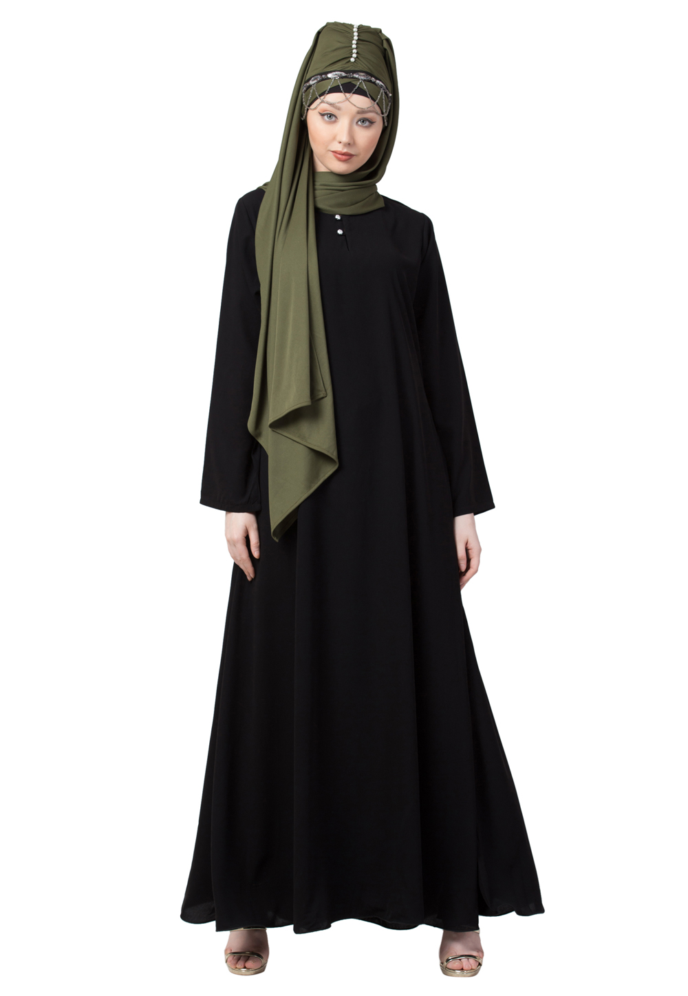 Black Polyester Readymade Abaya 200803