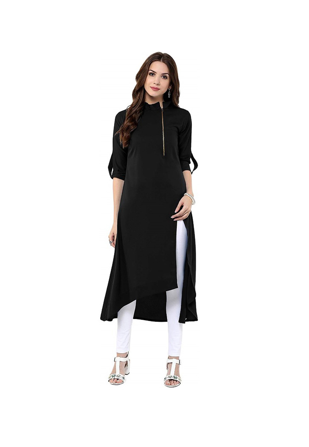 Black Rayon Readymade Kurta Set With Legging 203104