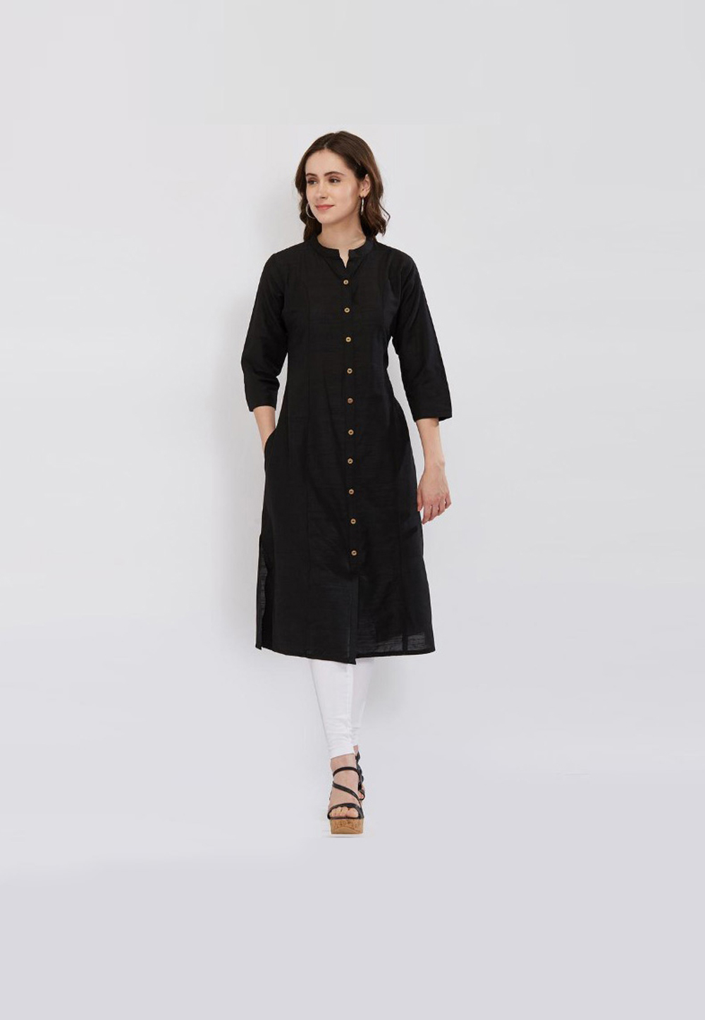 Black Rayon Readymade Kurta Set With Legging 203105