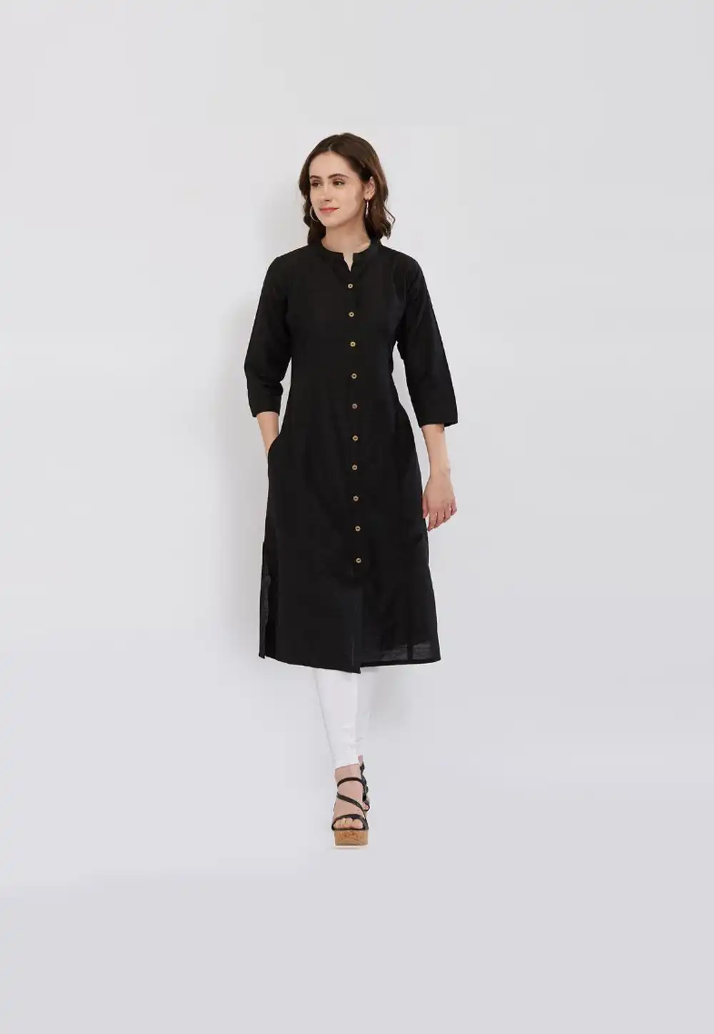 Black Rayon Readymade Kurta Set With Legging 203105