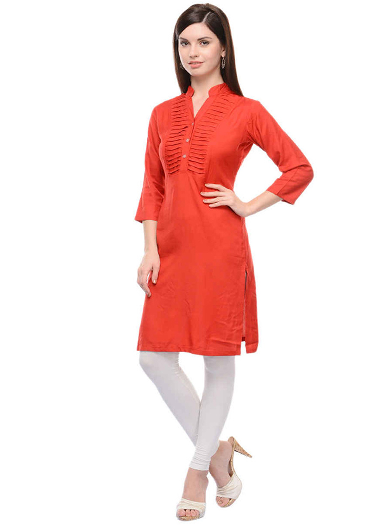 Orange Rayon Readymade Kurti 104983
