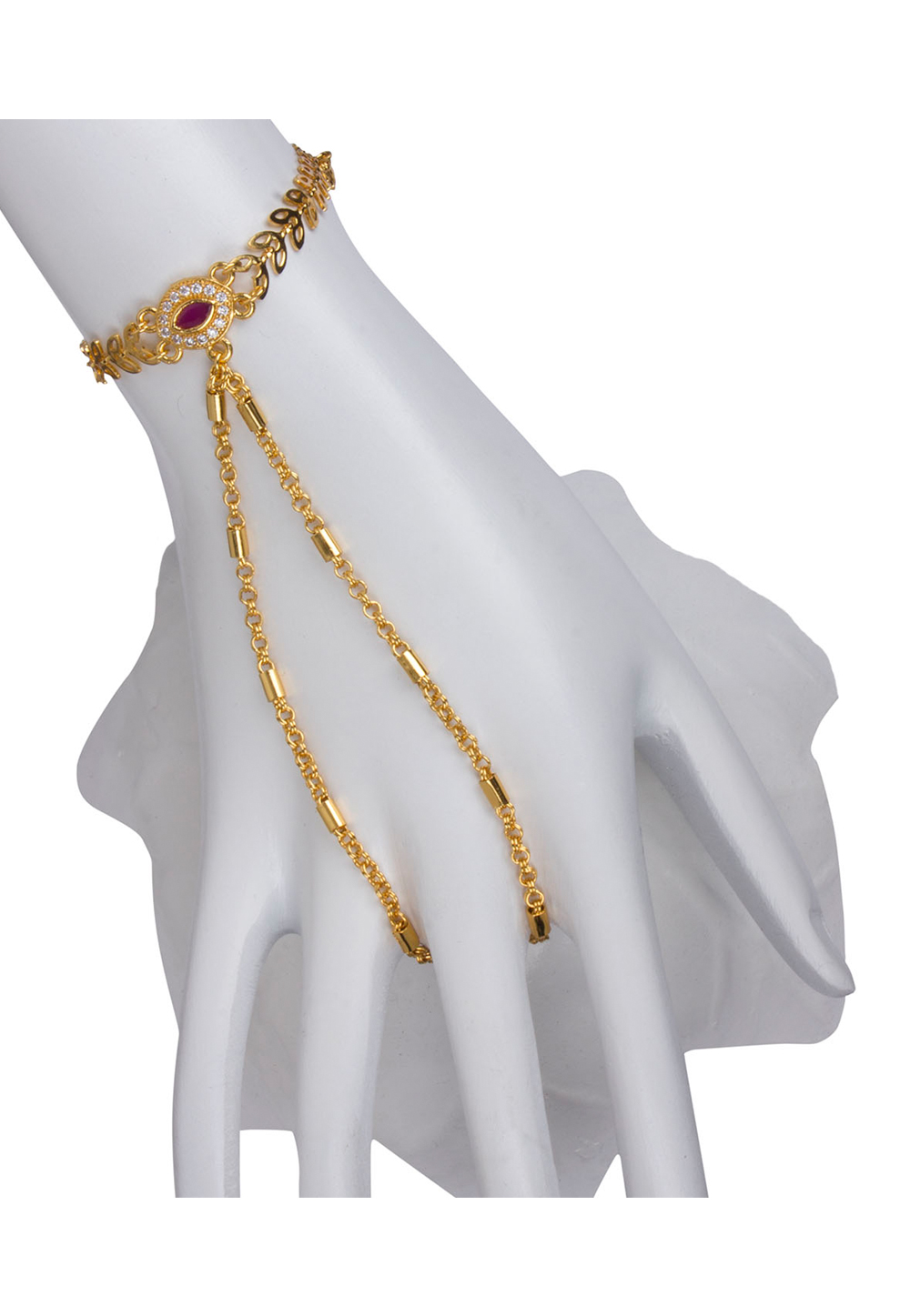Golden Brass Kundan Bracelet 157687