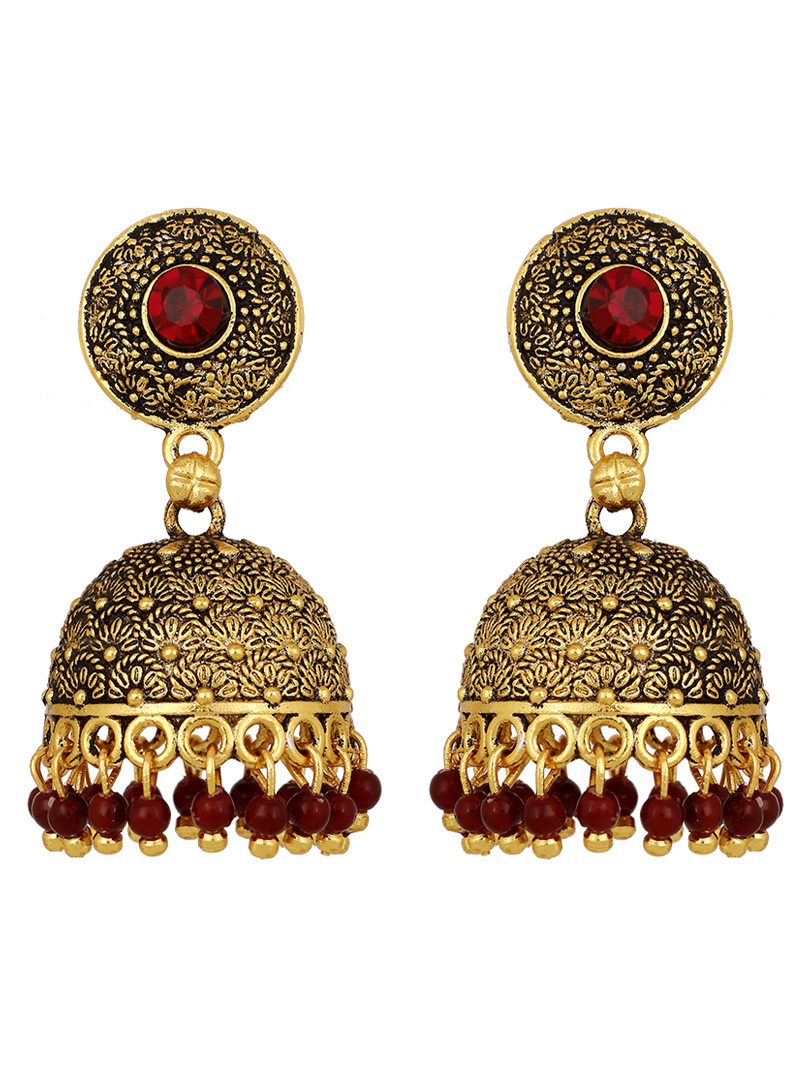 Maroon Brass Earrings 150690