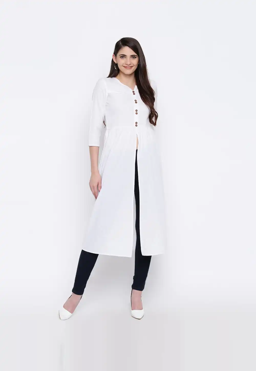 Off White Rayon Readymade Kurti 203110