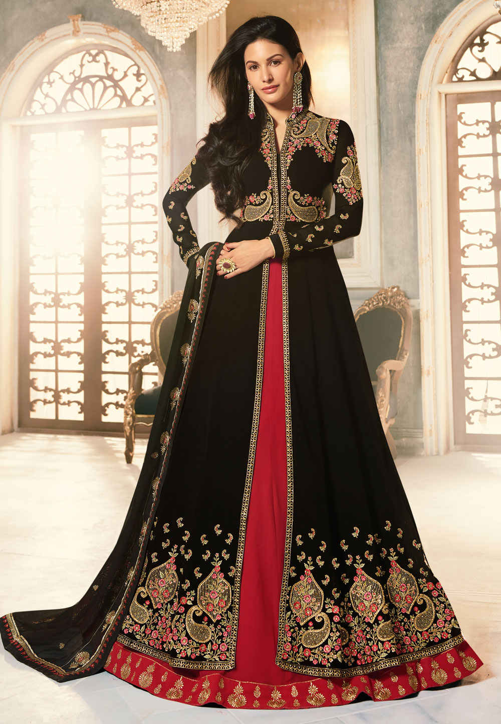 Black Georgette Floor Length Anarkali Suit 185941
