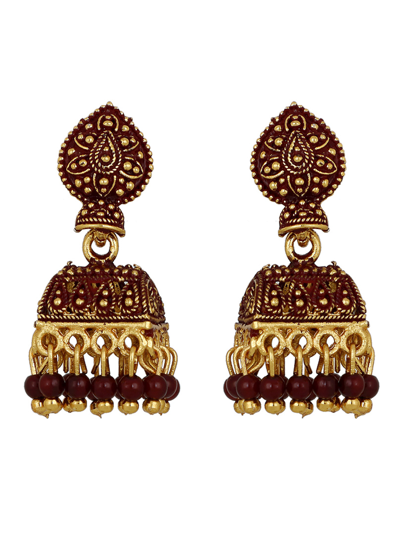 Maroon Brass Earrings 150709