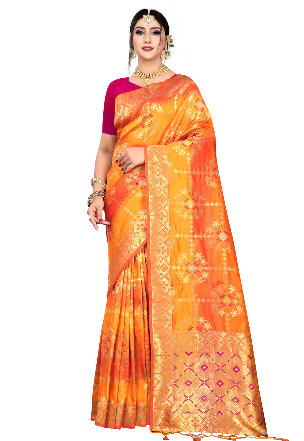 Orange Silk Festival Wear Saree 199394