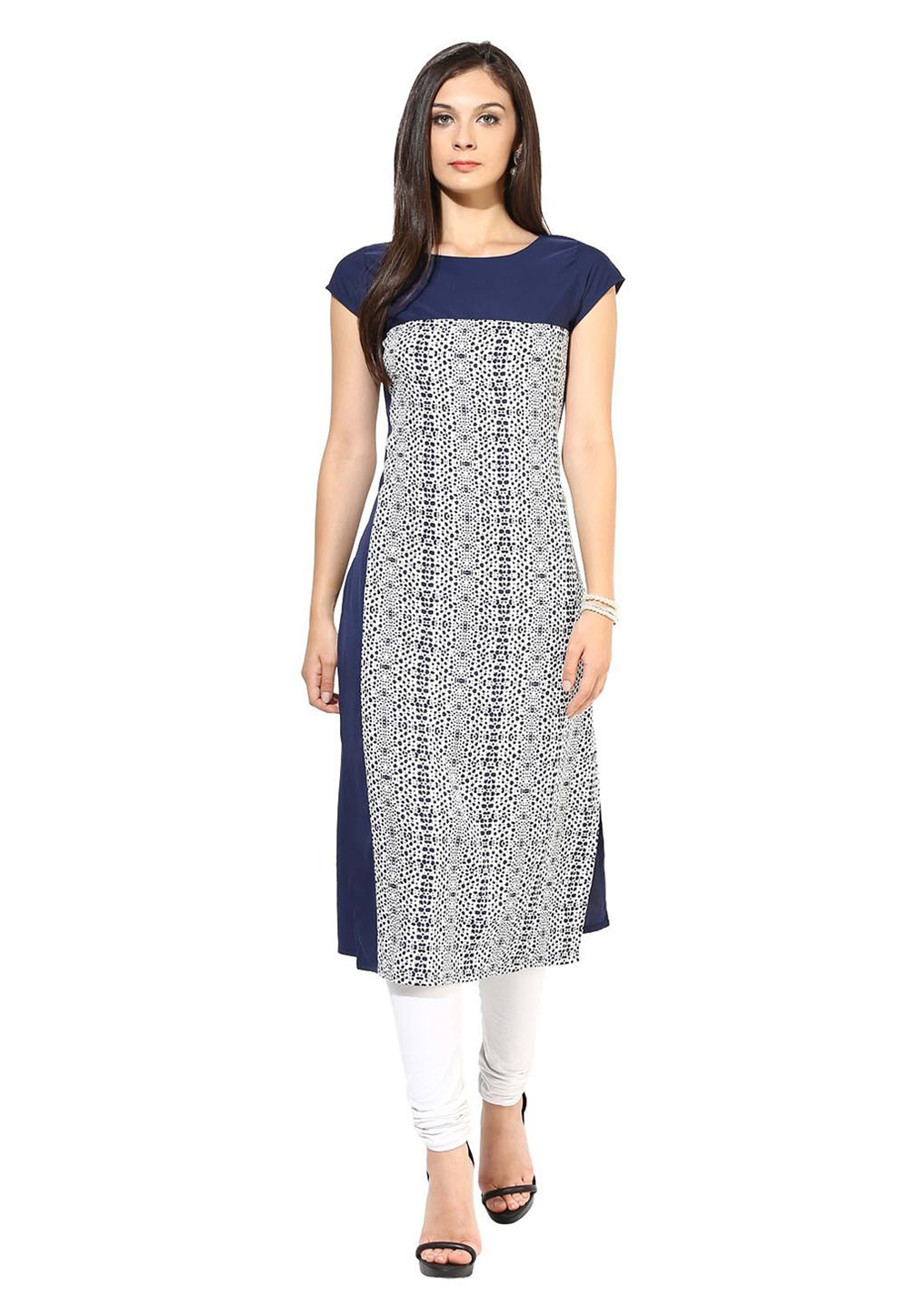 Blue Crepe Readymade Printed Tunic 197824