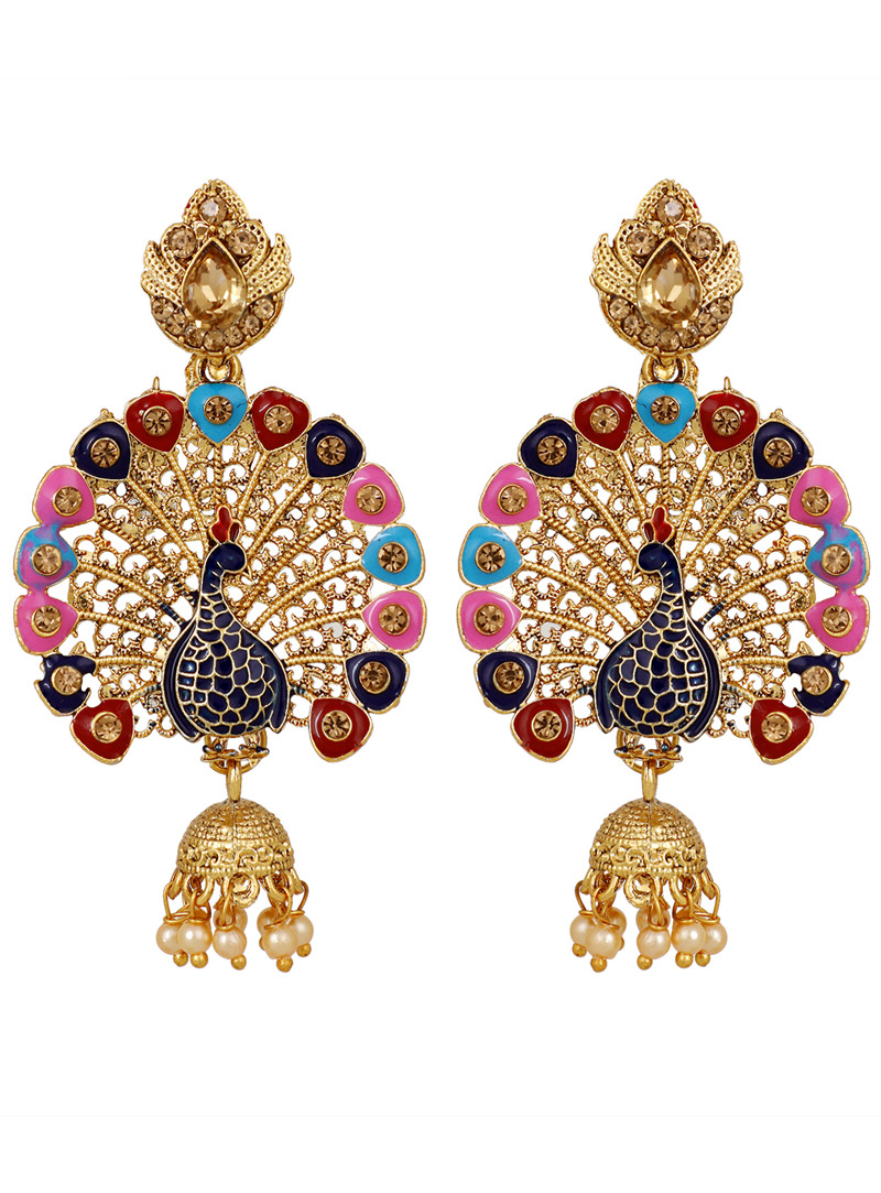 Golden Brass Earrings 150763