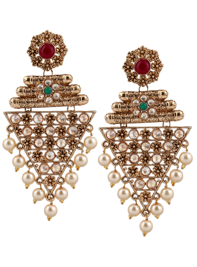 Golden Brass Earrings 151091