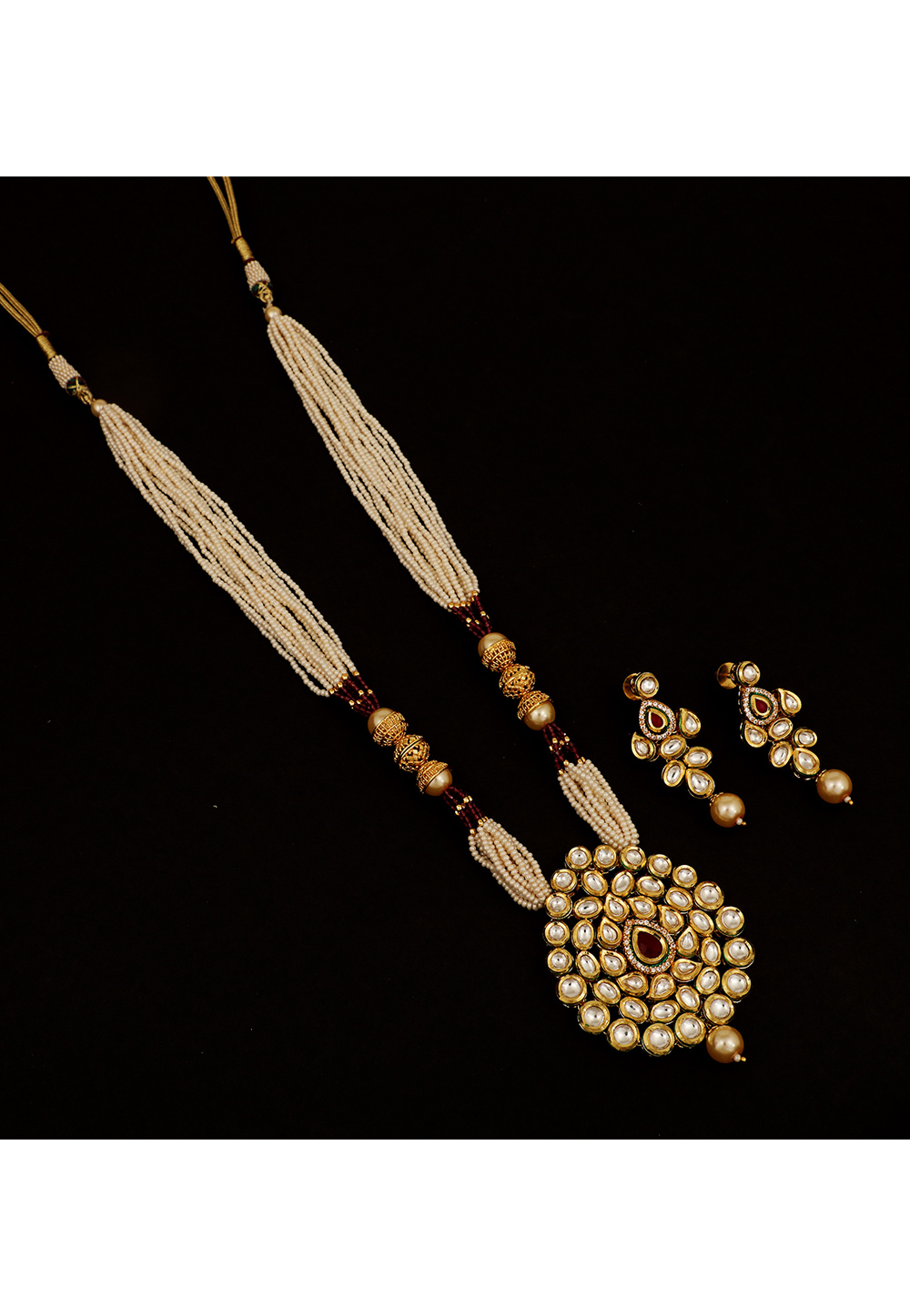 Golden Brass Kundan Necklace Set 161170