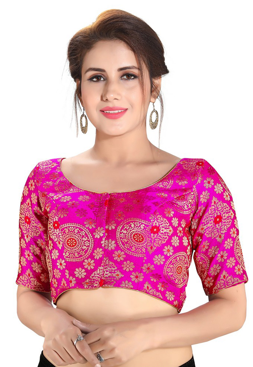 Pink Brocade Readymade Blouse 199953