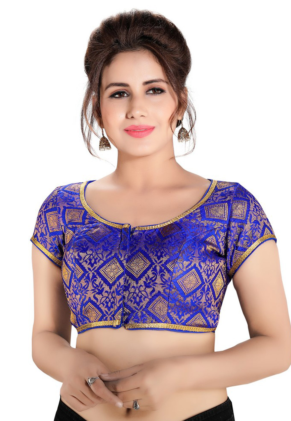 Blue Brocade Readymade Blouse 199964